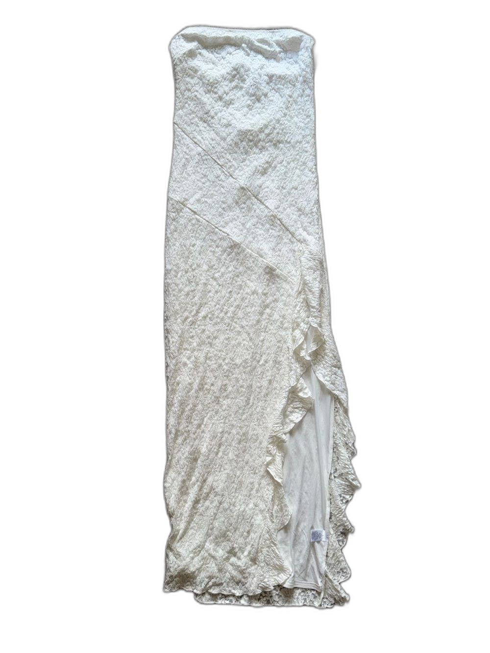 Dress Forum Strapless Ruffle Maxi Dress With Side Slit Large NWT
